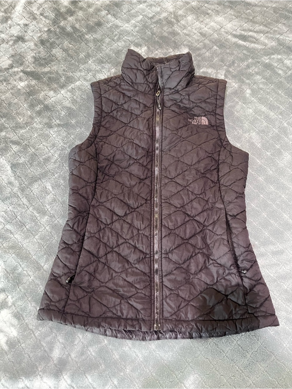 The North Face Black Quilted Women's Vest with Stand Collar